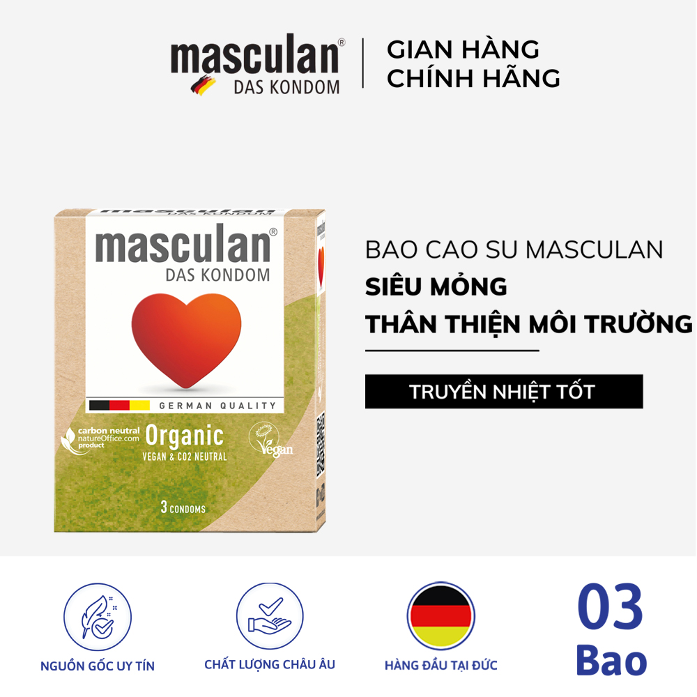 Bao cao su Masculan Organic siêu mỏng, thân thiện môi trường, truyền nhiệt tốt Bao 03